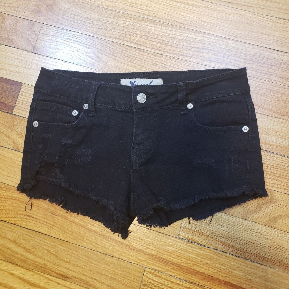 Wet Seal Black Distressed Jean Shorts